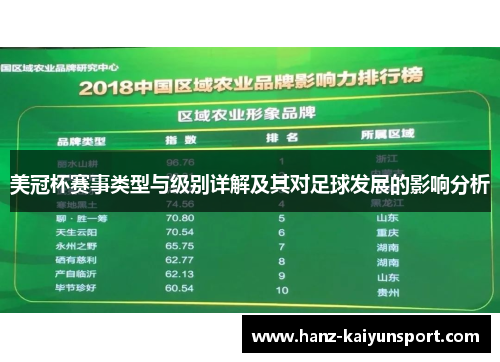 美冠杯赛事类型与级别详解及其对足球发展的影响分析